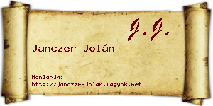 Janczer Jolán névjegykártya
