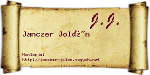 Janczer Jolán névjegykártya